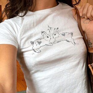 Bunnies Unisex Tee, Cute Bunny Shirt, Vintage Graphic Unisex Tee